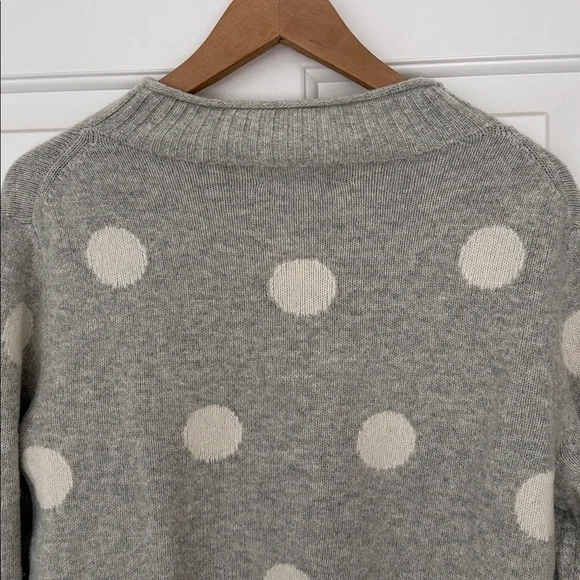 J. Crew Gray and Cream/White Polka Dot Roll Neck Sweater - Picture 7 of 10